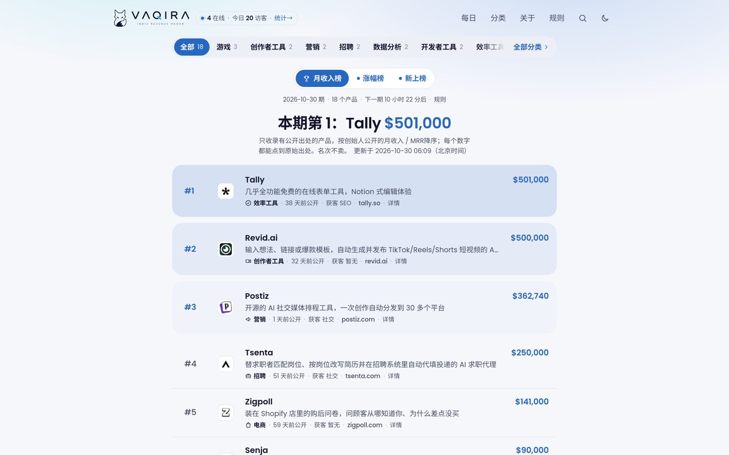 VAQIRA 首页截图